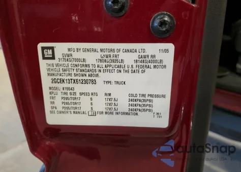 2006 Chevrolet Silverado K1500 from USA, damaged, VIN 2GCEK13TX61230783